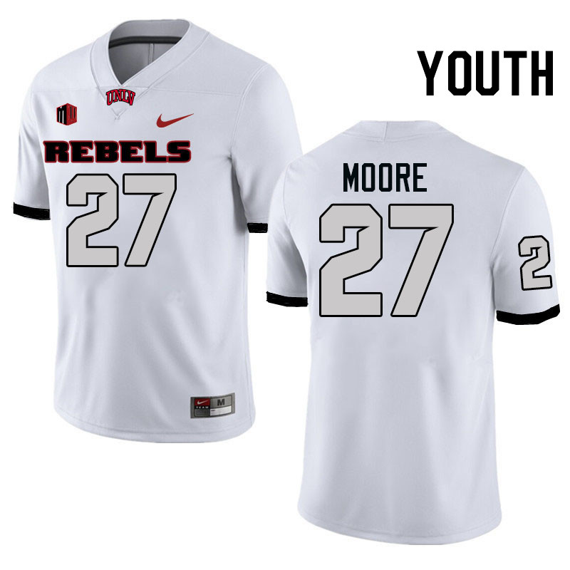 Youth #27 Kela Moore UNLV Rebels College Football Jerseys Stitched-White